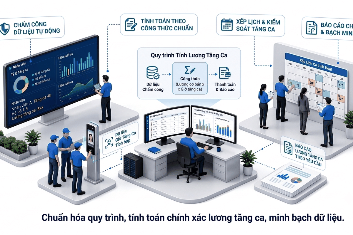 Quản lý tăng ca trong doanh nghiệp sản xuất - minh họa cách tính lương tăng ca